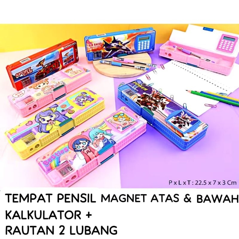 

TEMPAT PENSIL MAGNET KALKULATOR + RAUTAN SPACE ATAS BAWAH / PENCIL CASEVARIAN CEWEK COWOK