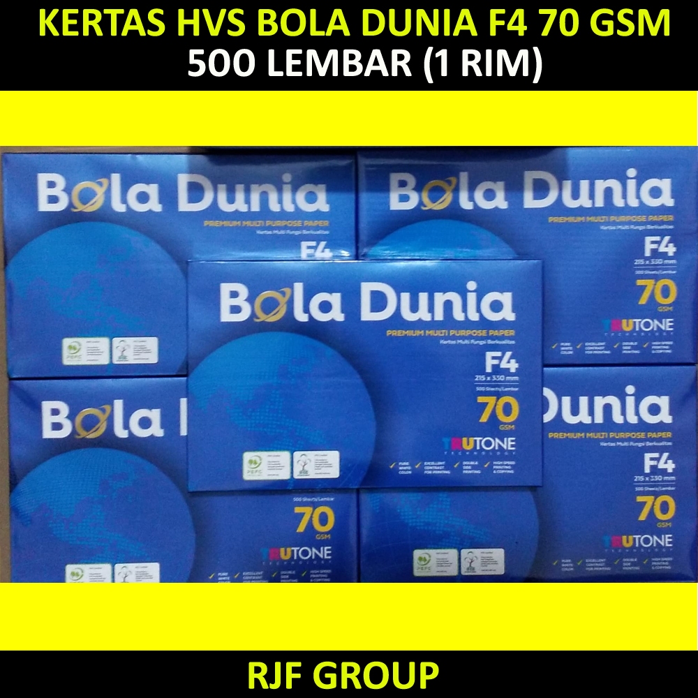 

KERTAS HVS BOLA DUNIA F4 70 GSM 500 LEMBAR