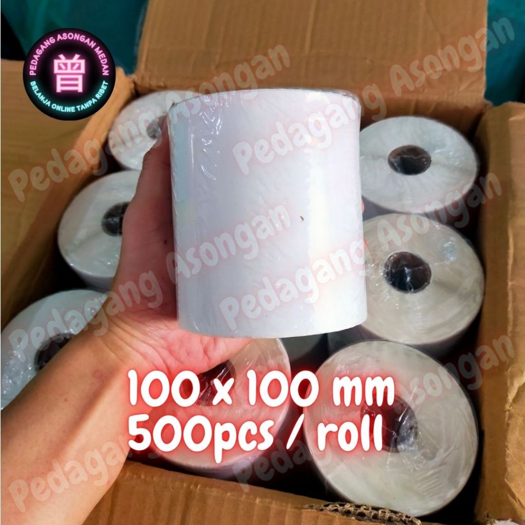 

Kertas Thermal Label Stiker Barcode 100x100 mm 500pcs (1 Roll)
