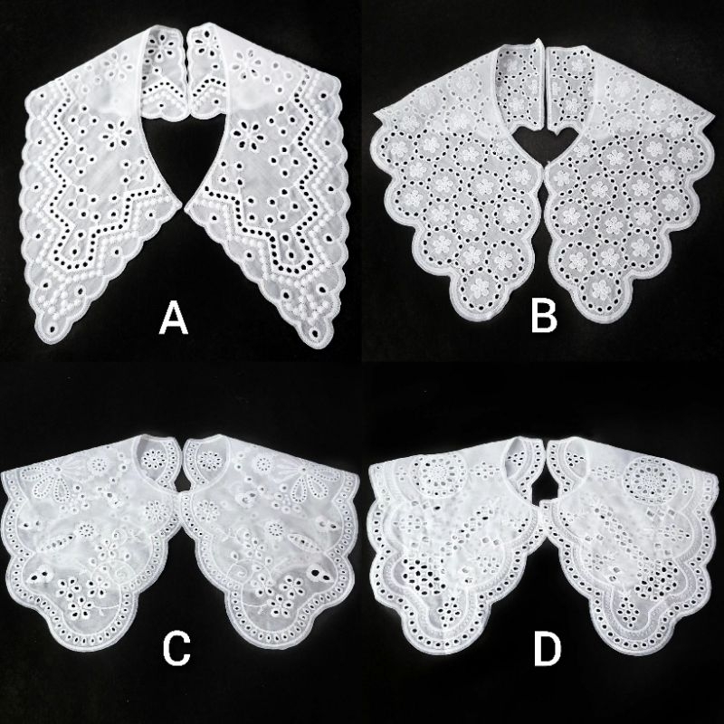 kerah katun bordir korean style, kerah lebar