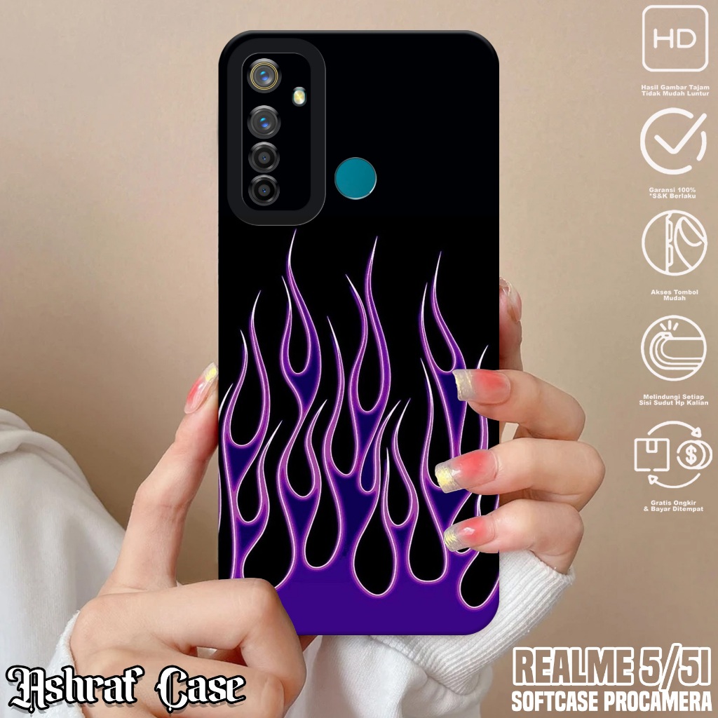 Case Realme 5 / Realme 5i - Casing Realme 5i / Realme 5 Motif FIRE - Softcase Hp Realme 5i - Kondom 