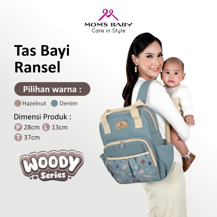 Mom's Baby Tas Bayi Ransel Woody MBT 3077 / Mom's Baby Tas Ransel Bayi Besar Model Anello PANNA