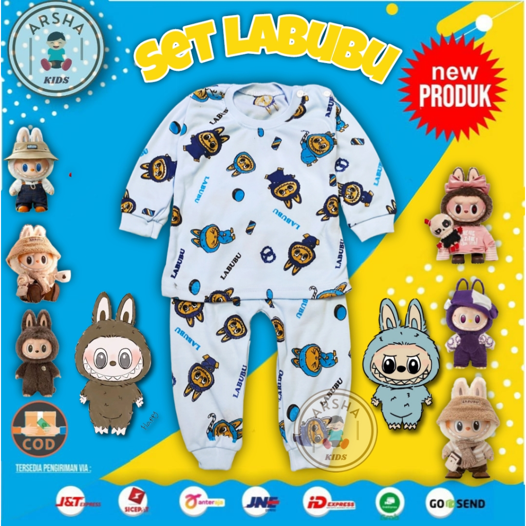 SETELAN BAJU BAYI LABUBU 0-6 BULAN ONE SET STELAN ANAK BAYI LAKI LAKI PEREMPUAN UNISEX LABUBU