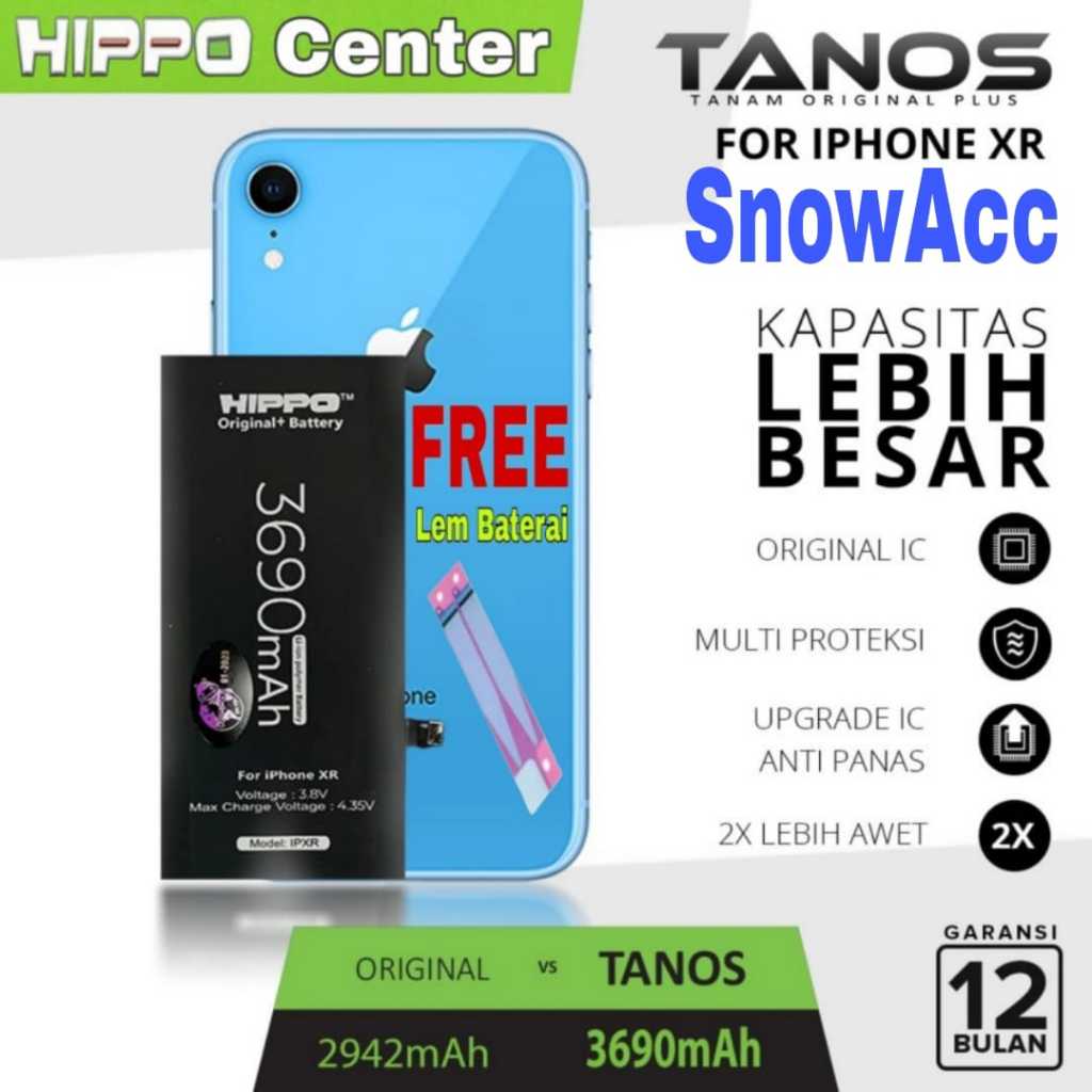 Hippo Baterai iPhone XR Battery Hippo Tanos iPhone XR Double Power