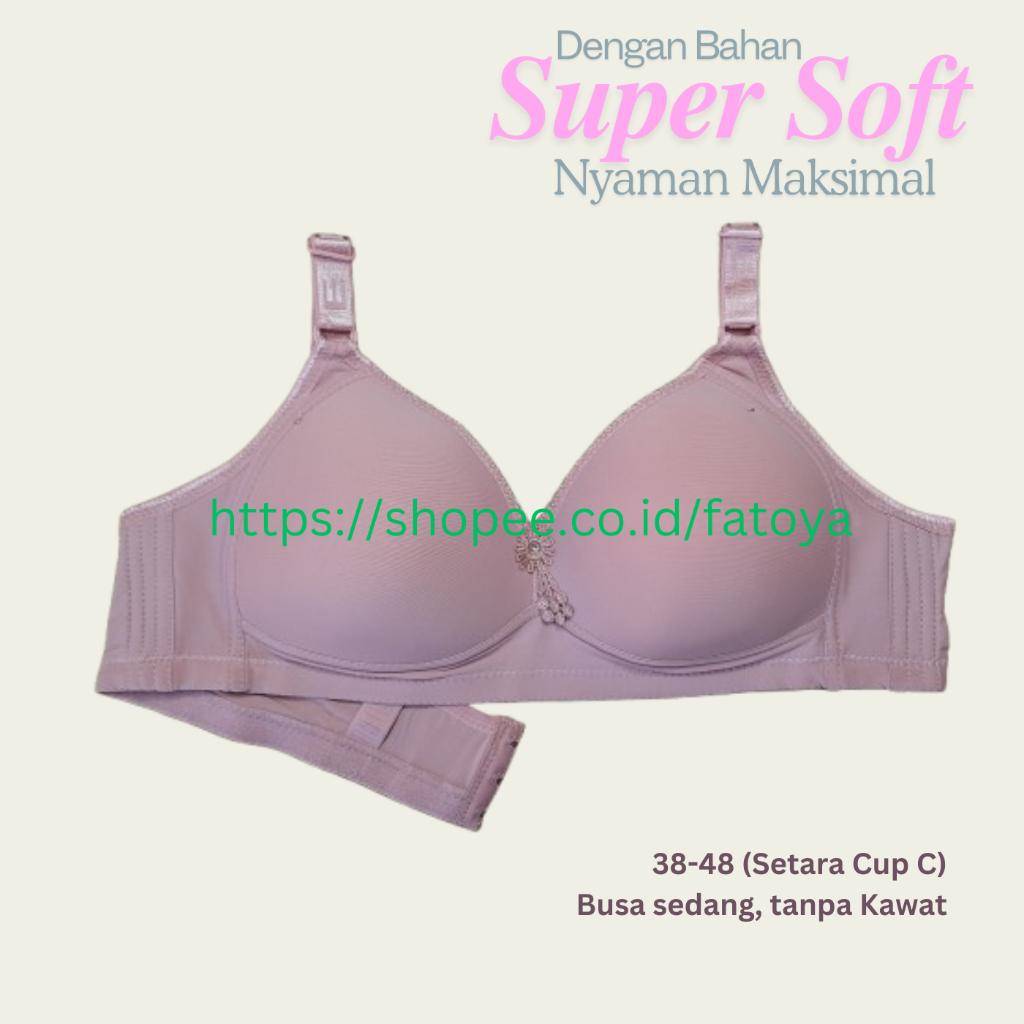 Bra BH Super Soft Busa Tanpa Kawat Kait 3 Cup Besar 38-48