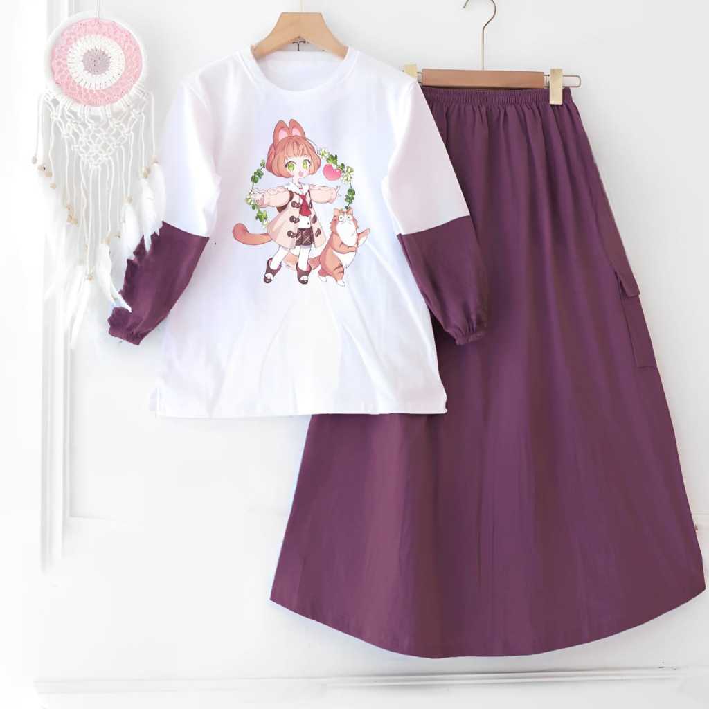 Setelan Anak Perempuan crinkle, Sablon / Chery Set Kids / Mixue Set Kids / Zara Set