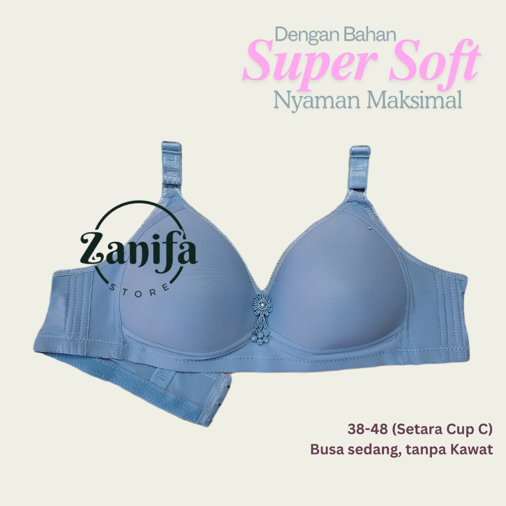 Bra BH Super Soft Busa Tanpa Kawat Kait 3 Cup Besar 38-48