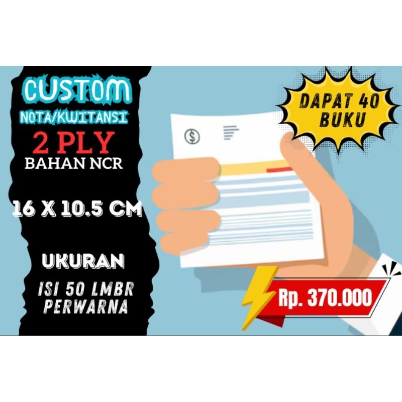 

PAKET NOTA KECIL CUSTOM 2 PLY. | DAPAT 40 Buku