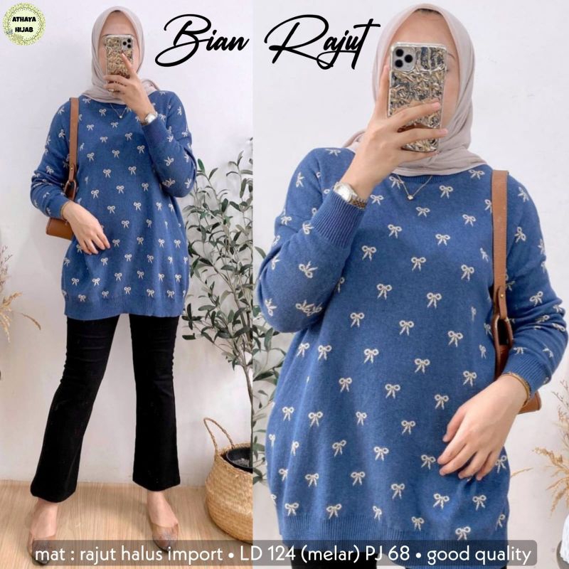 Baju Rajut Blouse Wanita Kekinian Bian Rajut By Athaya Hijab