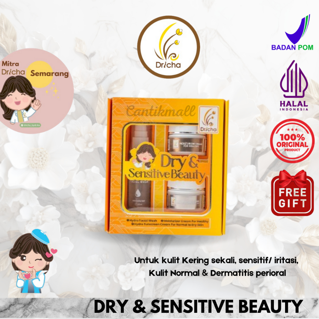 DRICHA PAKET DRY & SENSITIVE , DRICHA untuk kulit kering , sensitif / Alergi