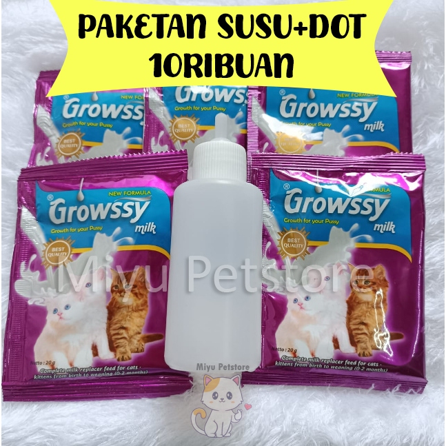 Paket Susu dan Dot Bayi Kucing Baru Lahir Botol Susu Kitten Growssy Susu Bayi Kucing Miyu Petstore