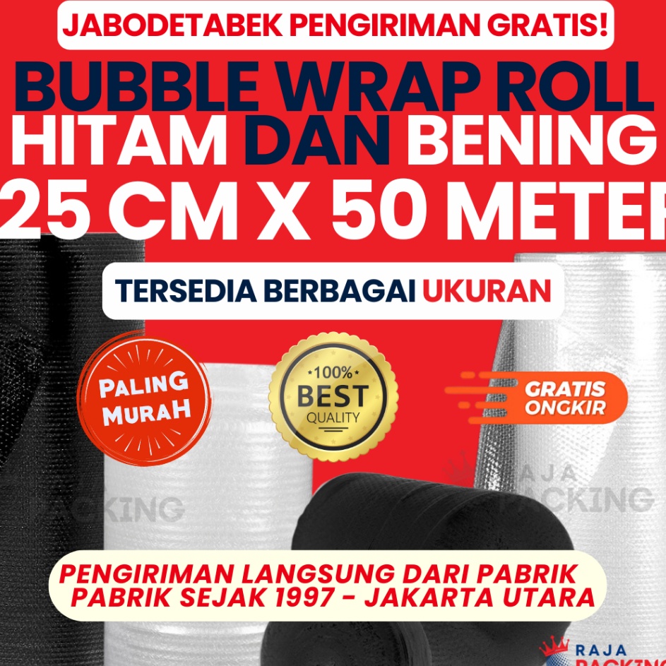 

KF7 Bubble Wrap Roll 125CM X 5M Ekonomis Premium Bening Hitam Tebal