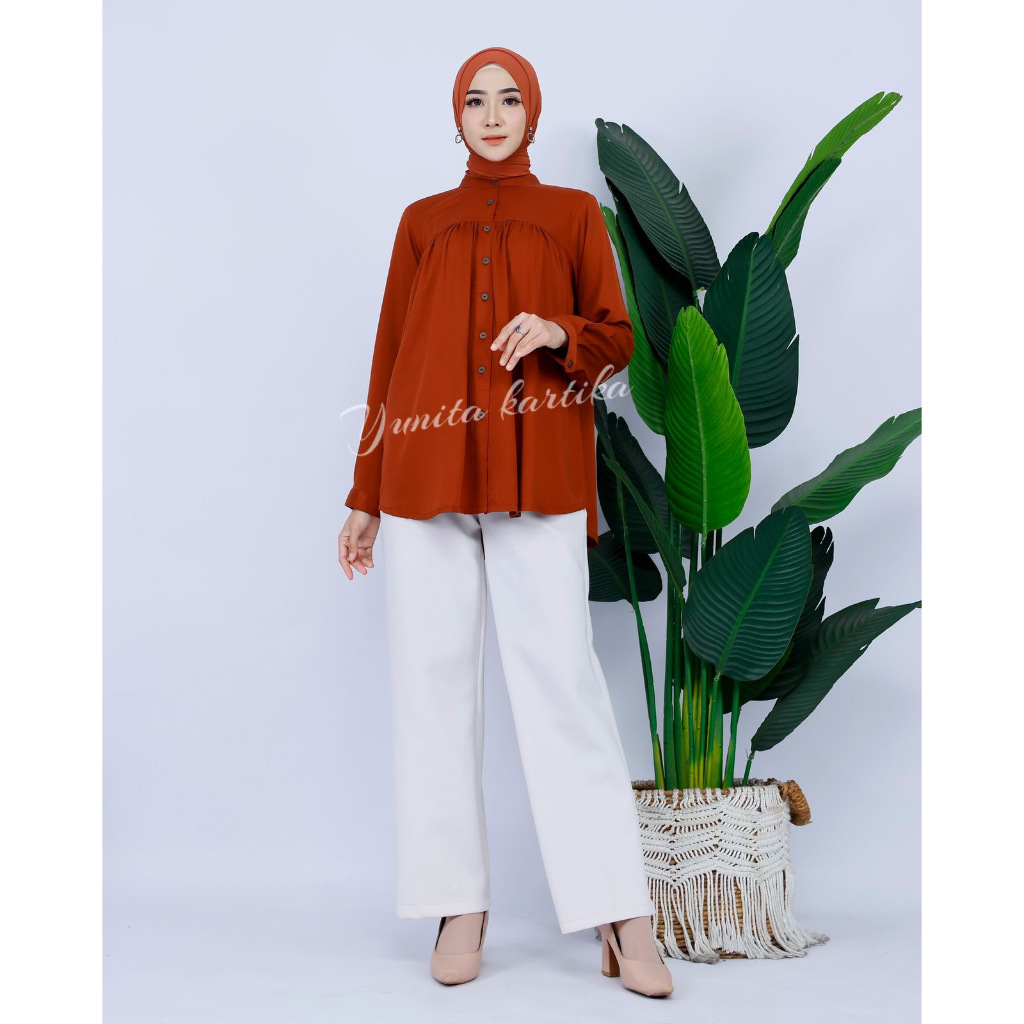 Dinda Blouse Baju Rempel Atasan Kerut Dada Busui Frendly Fashion Wanita YK Group