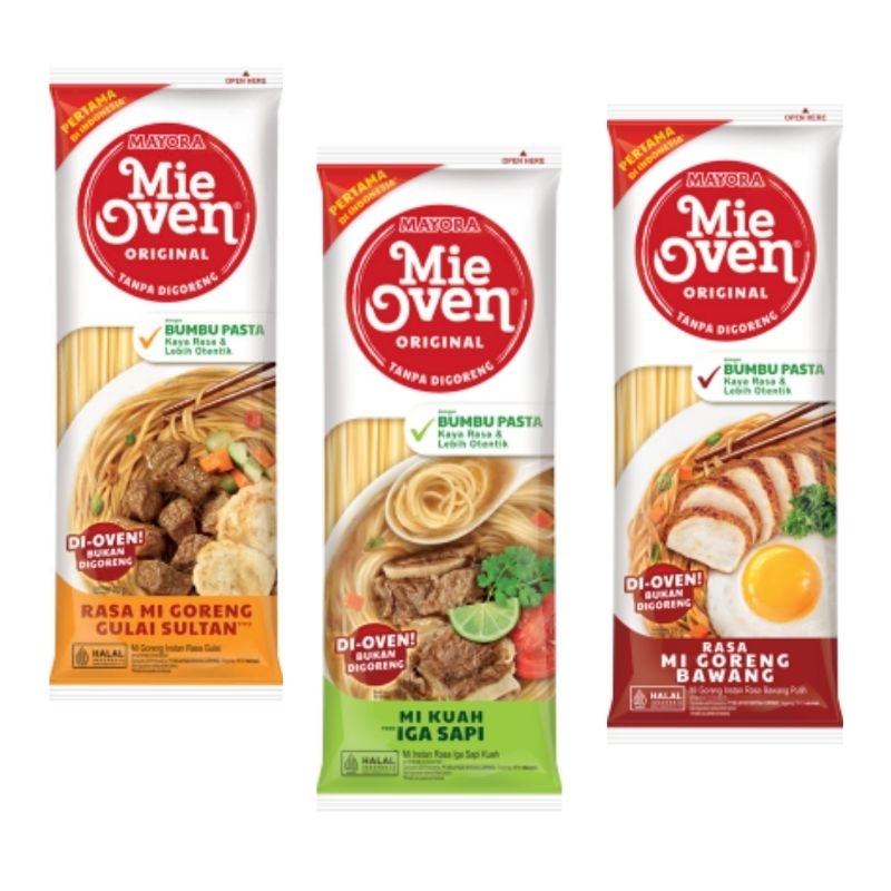 

MAYORA - MIE OVEN Mi Kuah Iga Sapi / Mi Goreng Bawang / Mi Goreng Gulai Sultan (78 g)