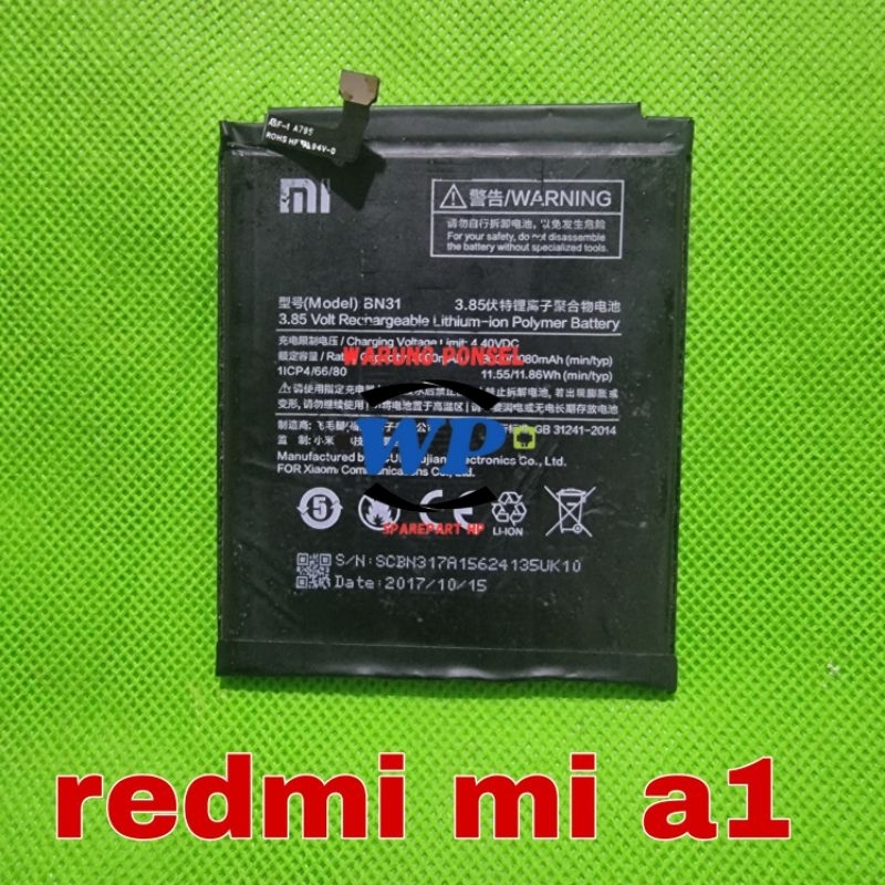 BATU BATRE BATERAI REDMI XIAOMI MI A1 MIA1 ORI COPOTAN NORMAL