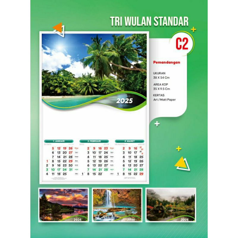 

KALENDER 2025 TRI WULAN 100 PCS CUSTOM FREE DESAIN MURAH AWET BANYAK VARIAN