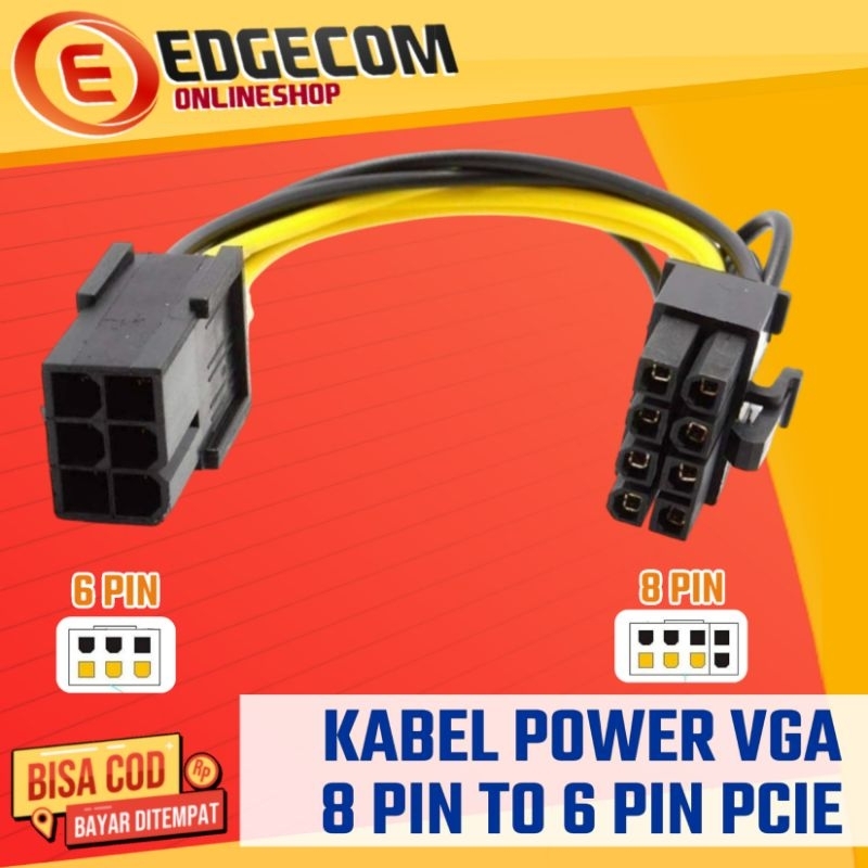 Kabel Power VGA 6 PIN Female to 8 PIN Male PCIE PCI-E