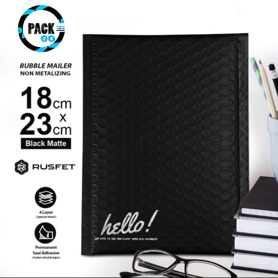 

AMPLOP PLASTIK BUBBLE MAILER 18x23 | BUBBLE PACKING BLACK HITAM MATTE ENVELOPE 18CM x 23CM