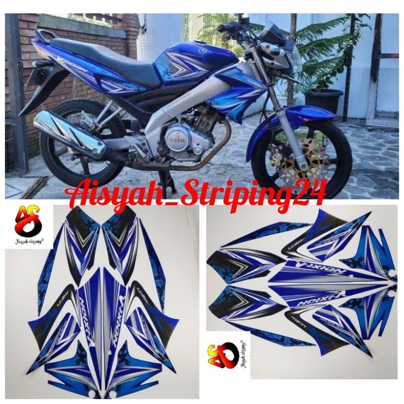 STIKER STRIPING & LIS BODY MOTOR YAMAHA VIXION OLD 2008 2009 BIRU STANDAR
