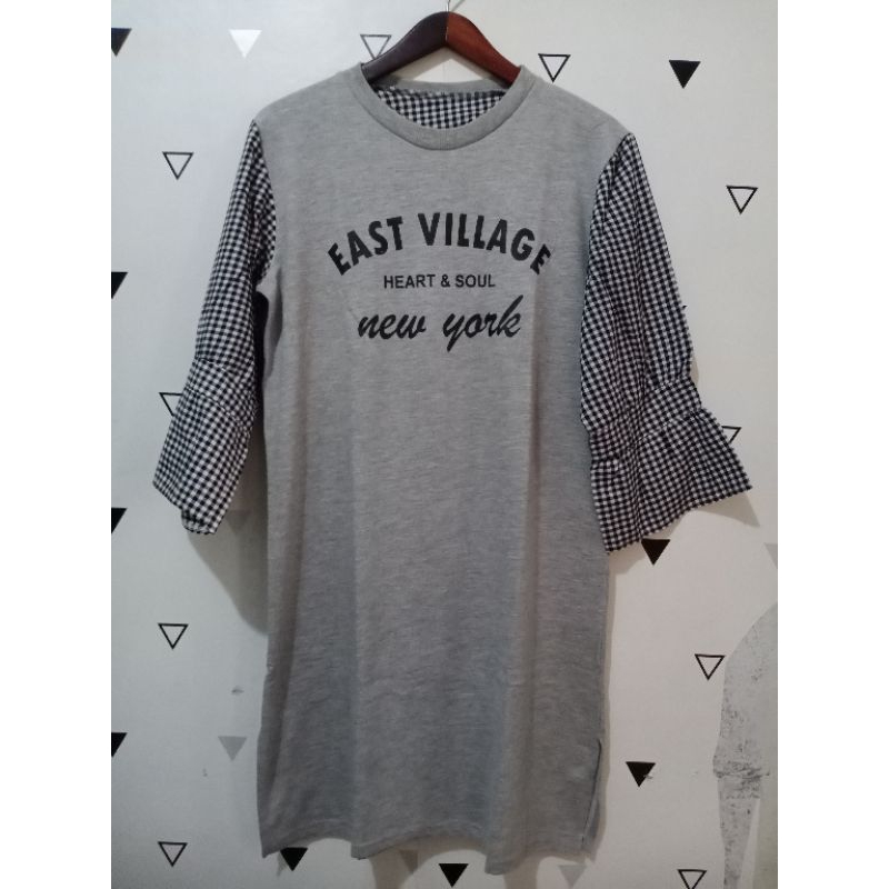 Tunik Kaos Kombinasi Kotak Preloved