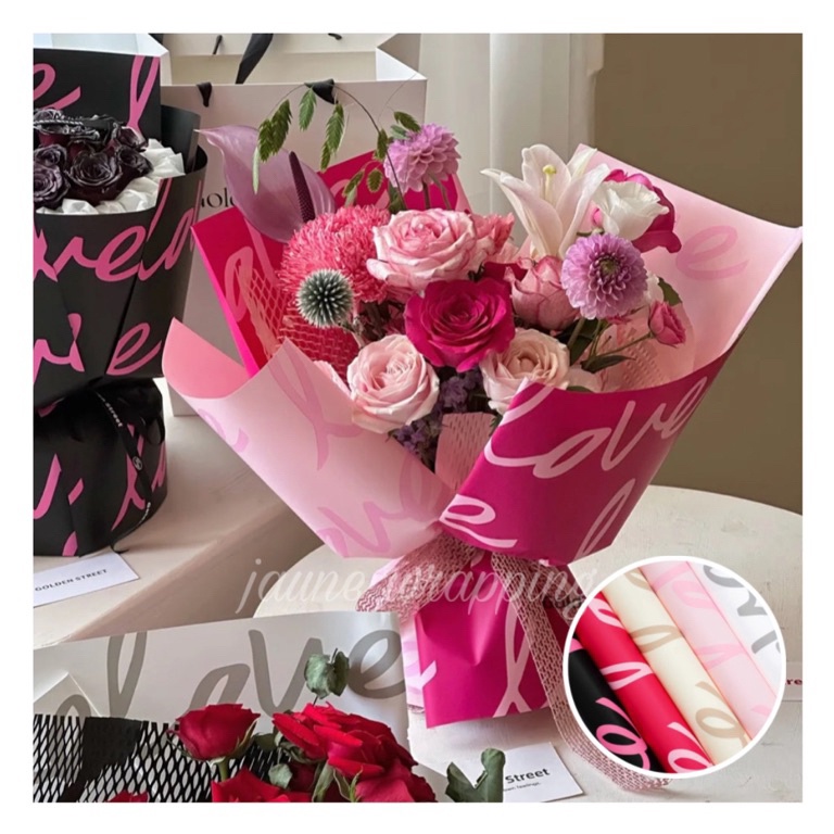 

Spesial Hemat 1PAK2LEMBAR JIA Kertas Buket Bunga Love Flower Wrapping Paper Cellophane