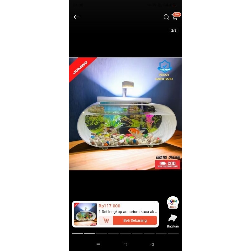 Aquarium Bekas Akrilik Jumbo 35x15x15 fulset