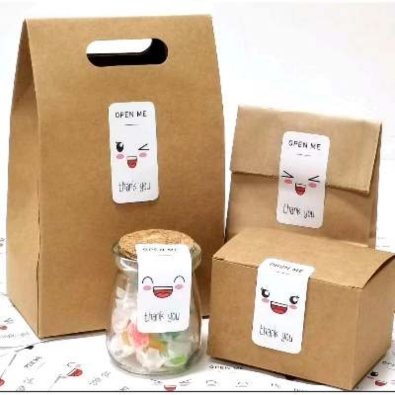 

100 Pcs Sticker Label Open Me/ Sticker Thankyou untuk jualan online