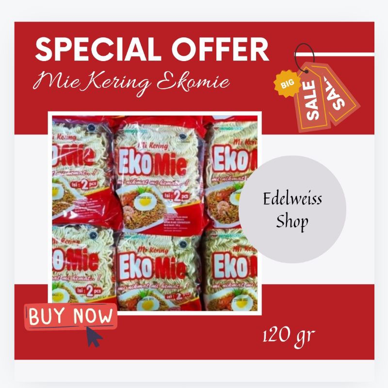 

3 Sachet Eko Mie 3x 120 gr Mie Kering Ekonomi Mie Kuning Kemasan Sachet