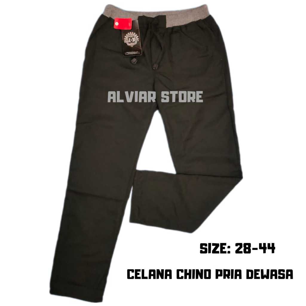 CELANA PANAJANG DISTRO PRIA DEWASA STANDAR JUMBO PINGGANG KARET  Chino Kerja Casual Cowok Hitam