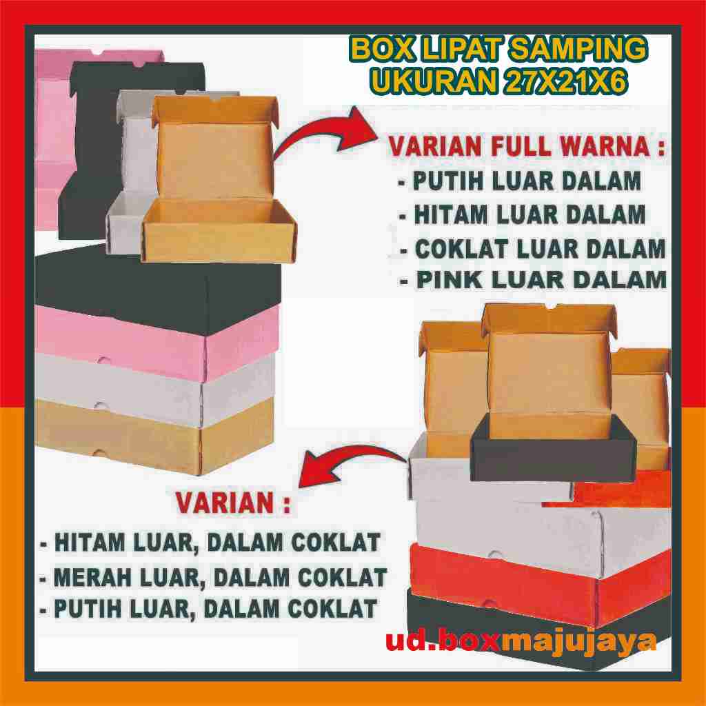 

(PAKET 5 PCS) Box 27x21x6 Cm / Box Lipat Samping / Kardus Polos