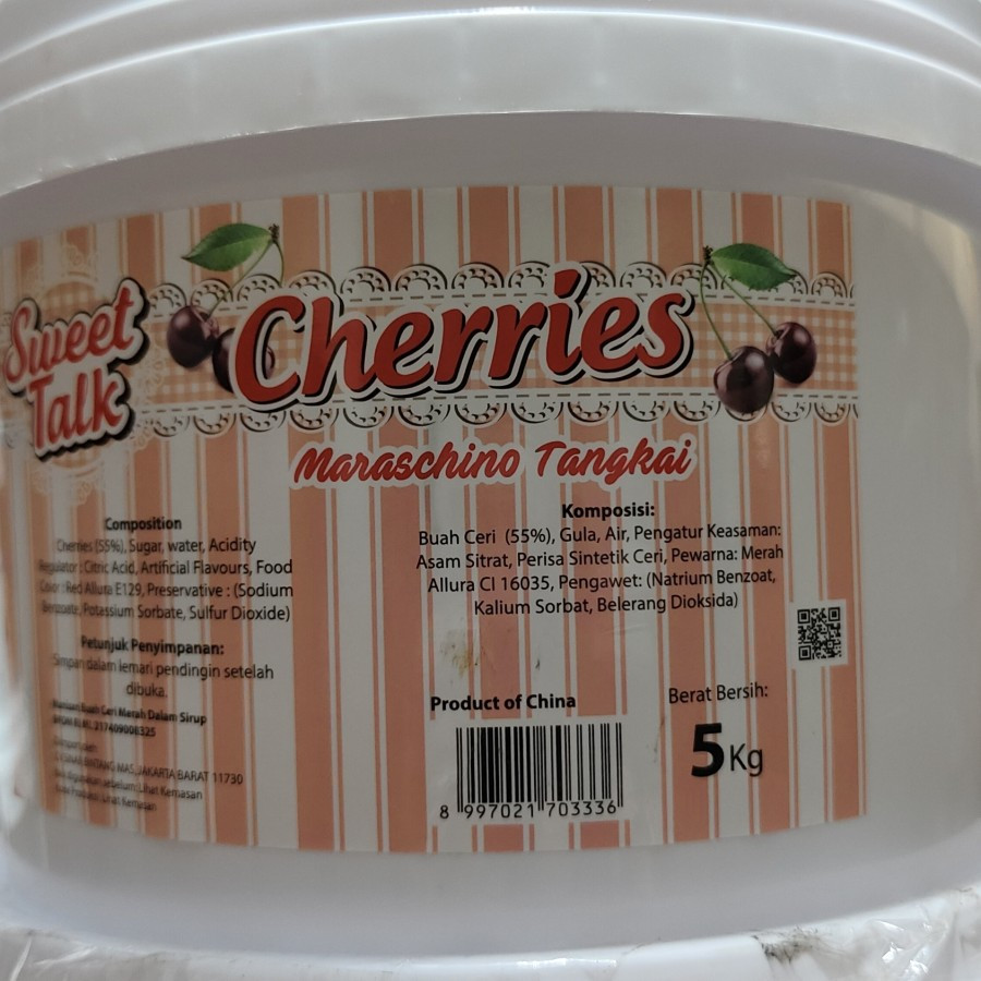 Buah Cherry Tangkai Merah 5kg Maraschino Cherries Sweet Talk