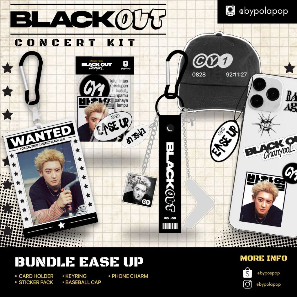 [READY STOCK] BLACK OUT CONCERT KIT / CHANYEOL / PHOTOCARD HOLDER / KEYRING / KEYCHAIN / STICKER / B