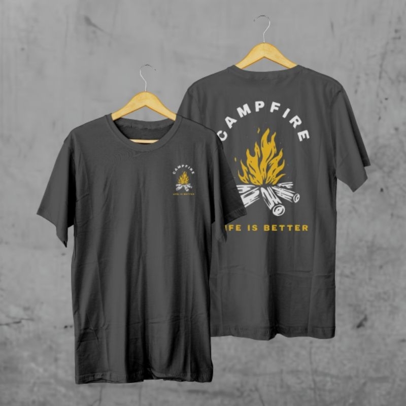 Baju Kaos lengan pendek baju pria keren Kaos oblong Camp api unggun