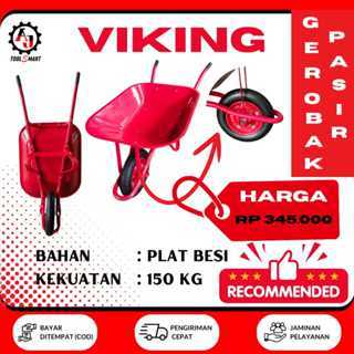 Gerobak Sorong Pasir Merah Viking ( KHUSUS COD) Gerobak  Proyek/ Troli Dorong / Gerobak Pasir / Gero