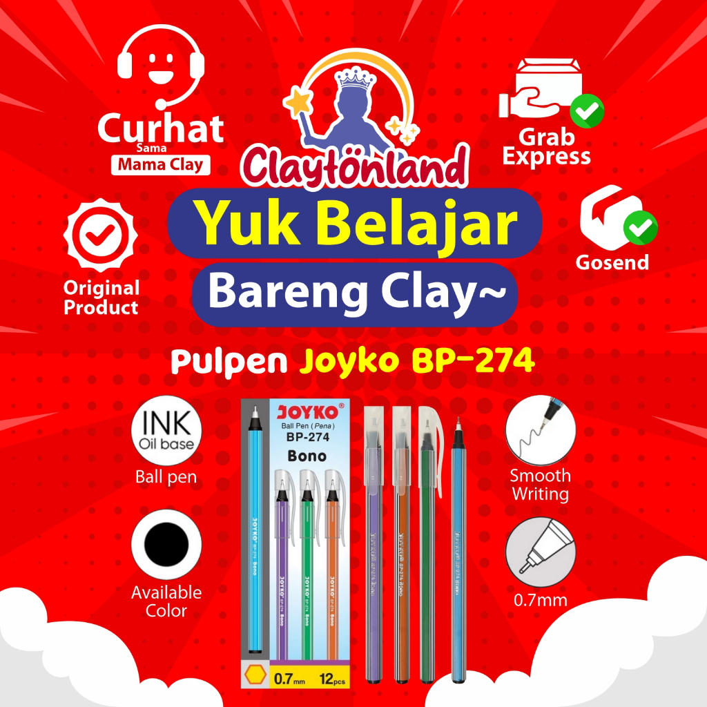 

Ball Pen Pulpen Pena Joyko BP-274 Bono 0.7 mm 1 Box 12 Pcs
