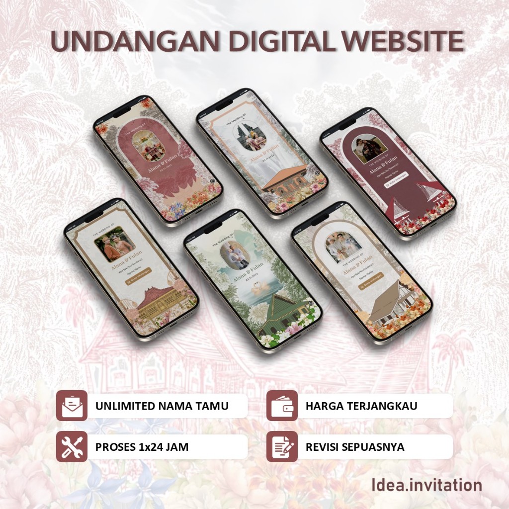 Undangan Digital Pernikahan Website Art Adat|Jawa Batak Bali Sunda Betawi Minang|Foto & Tanpa Foto