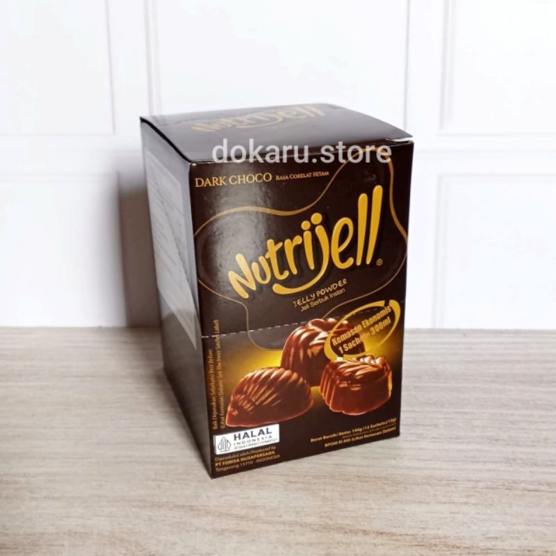 

Nutrijell Dark Choco 12gr 1box (isi 12 sachet) Nutrijell Baru Rasa Coklat Hitam