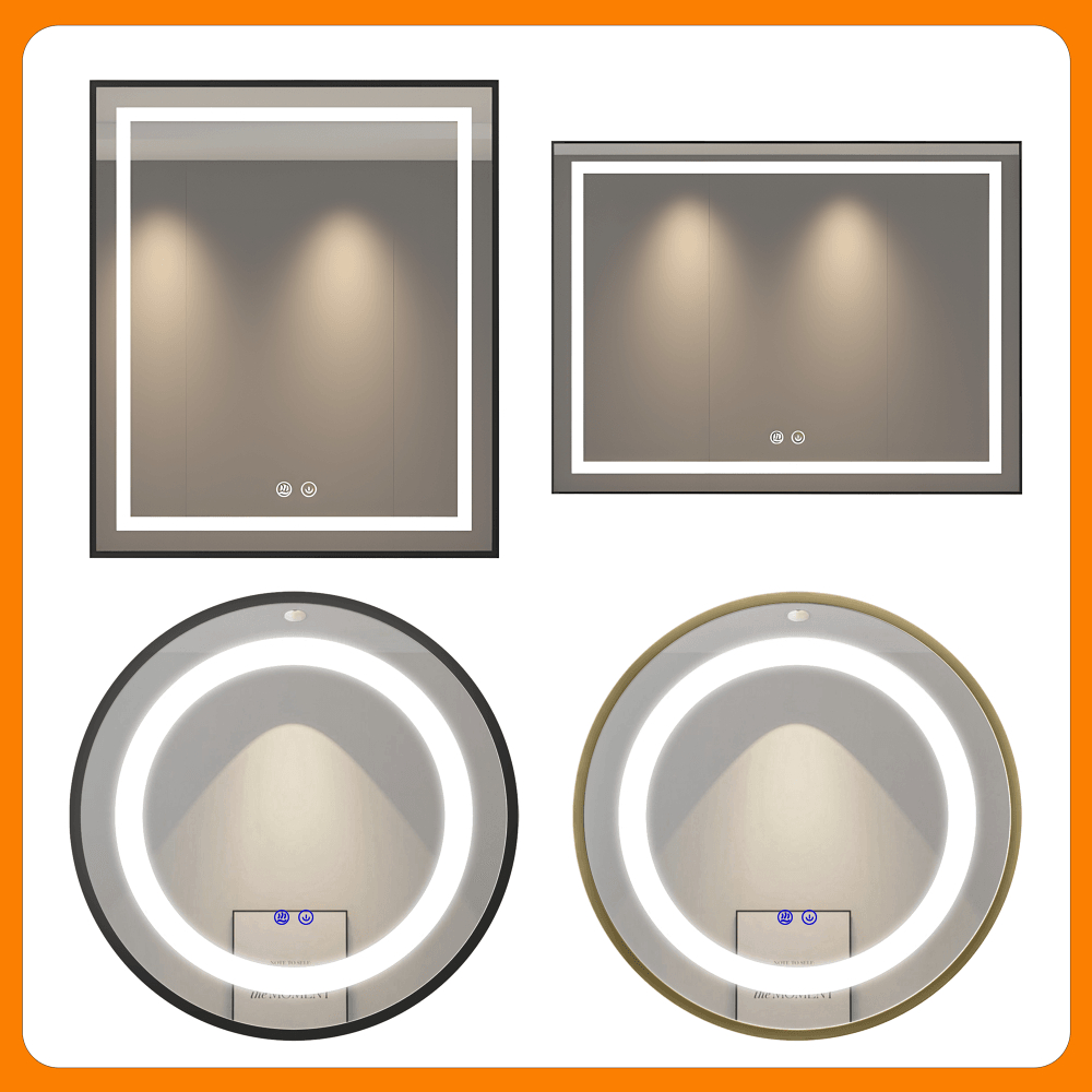 40cm~100cm, Cermin Bulat,LED Cermin,Bahan Aluminium, Kabinet Cermin Kamar Mandi,Lemari Cermin Dindin