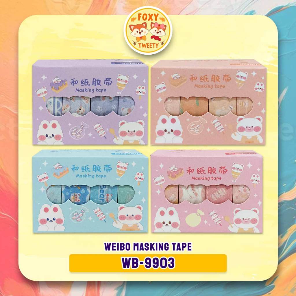 

Washi Tape Masking Tape LUCU WB-9903 / Little Bear Ukuran 15mmx2m WEIBO isi 4