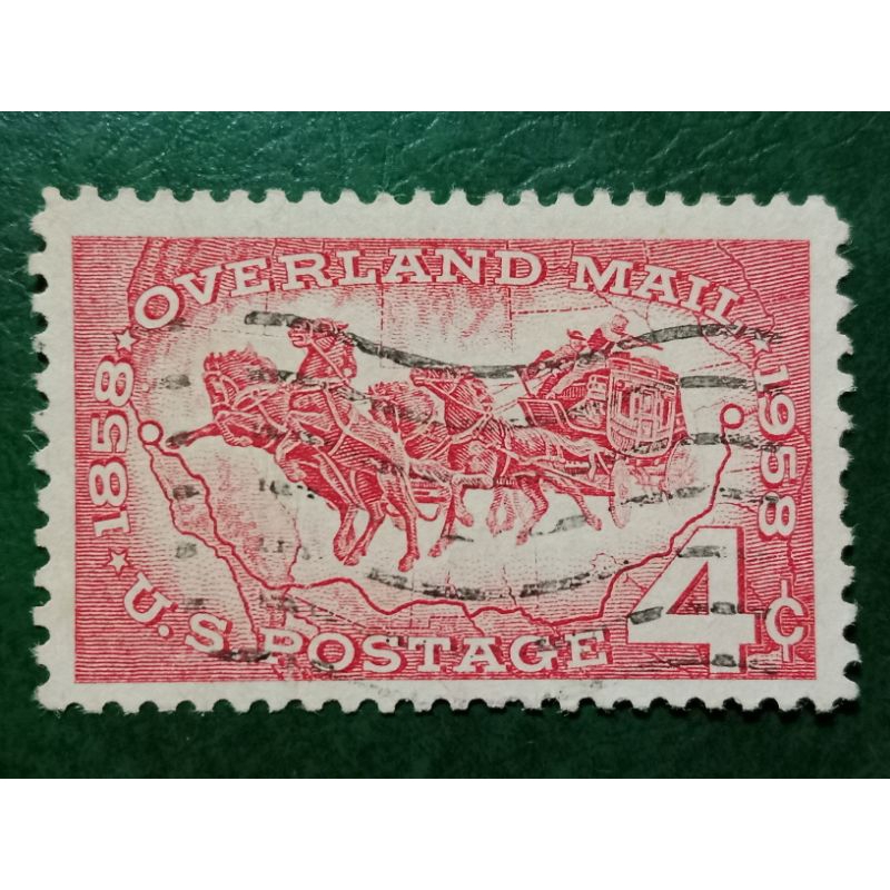 

Prangko USA 4 Cents Overland Mail Tahun 1958 USED
