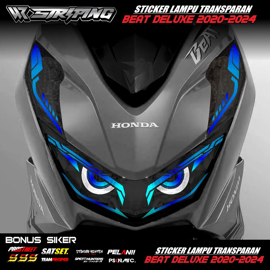 Sticker Lampu Motor Beat New 2020 2021 2022 2023 -Sticker Alis Depan Lampu Beat Deluxe New WR 02