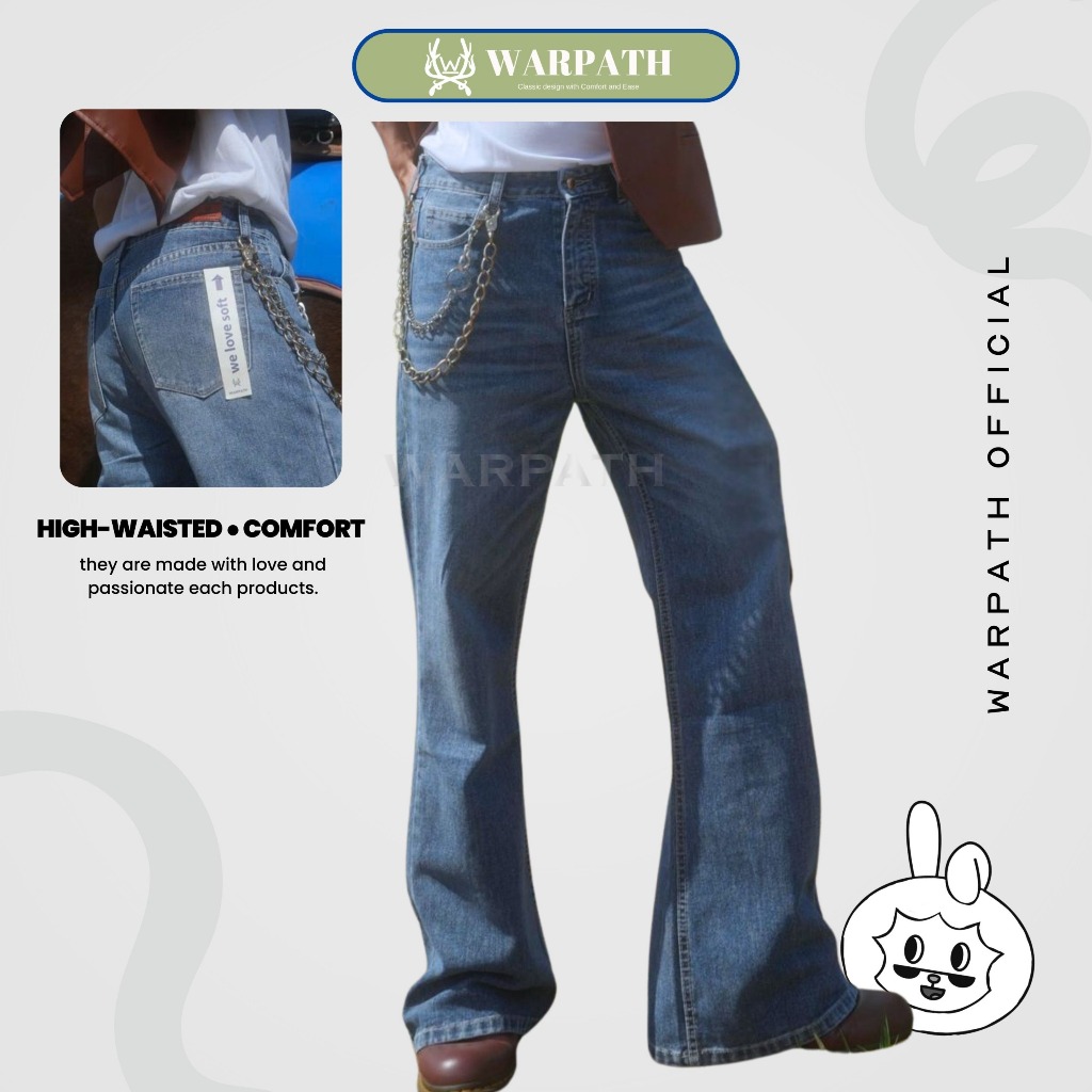 WARPATH - Highwaist Flare Jeans Loose Swagboot 9266 Cutbray Jeans Denim Panjang Unisex Non Stretch