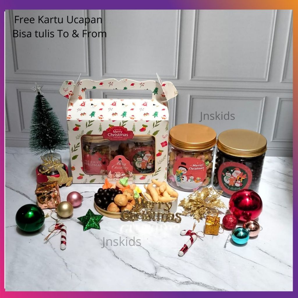 

Hampers / Parcel Natal / Bingkisan Natal Premium Kue Kering Gem Rose, Soes Sus Coklat, Chocoballs, Gabus Keju Telur