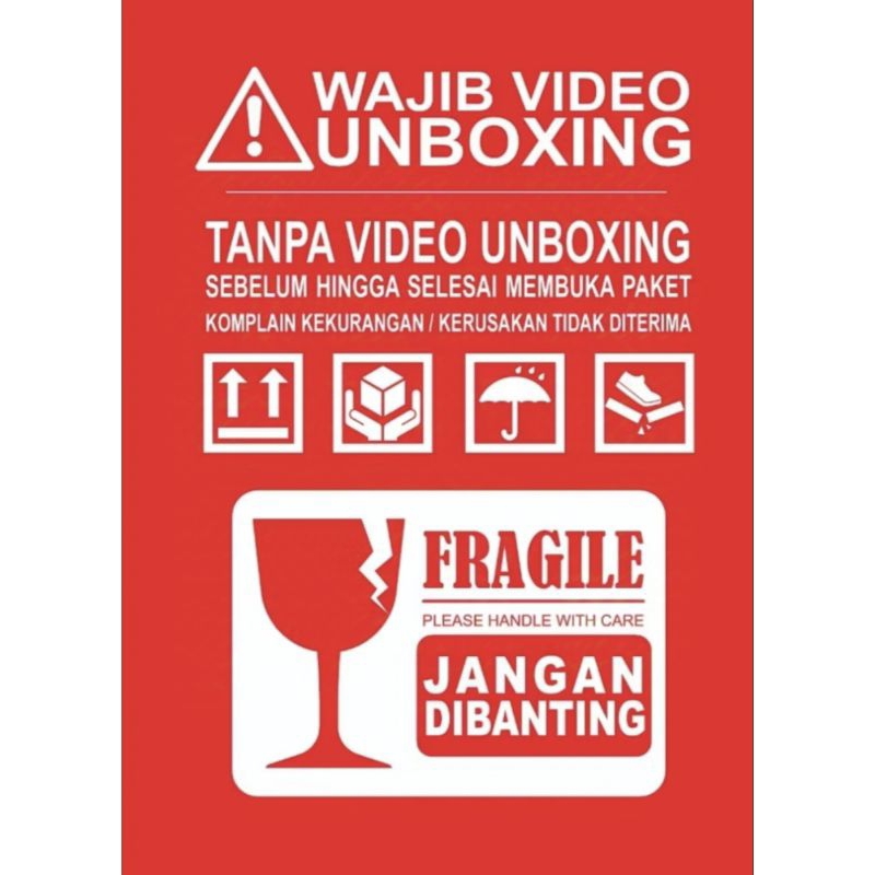 

Stiker Fragile + video unboxing uk 16x12 cm / stiker jumbo/ stiker fragile jualan online