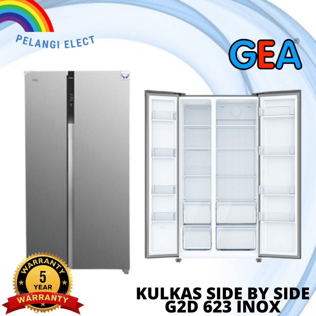 KULKAS 2 PINTU SIDE BY SIDE GEA G2D 623 / G2D-623 HOME REFRIGERATOR