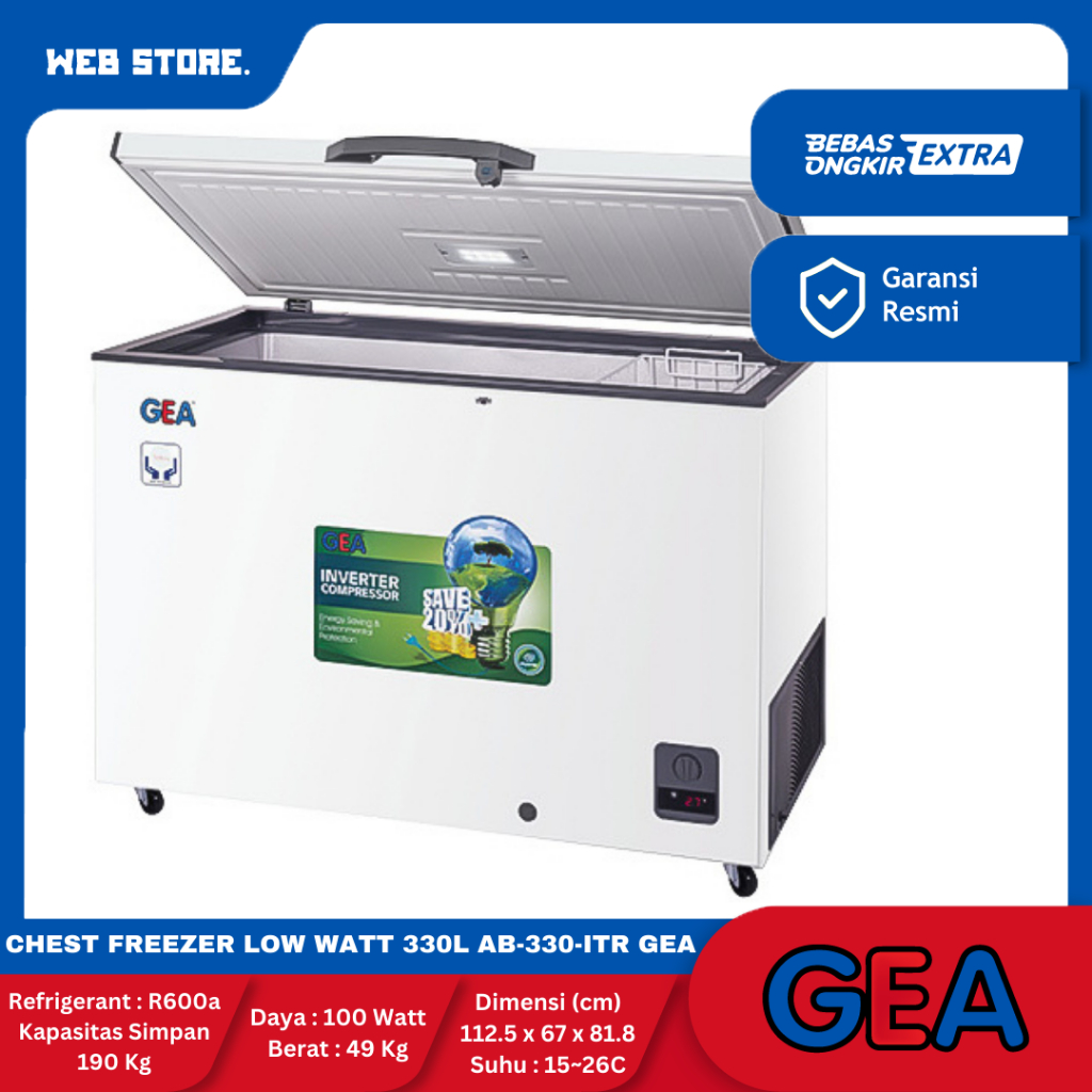 Mesin Lemari Pembeku Makanan 330L Chest Freezer Box Inverter Kapasitas 330L AB-330-ITR GEA