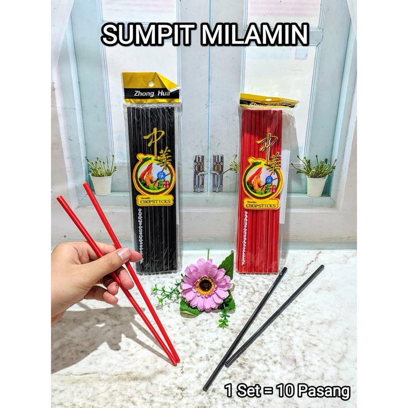 Sumpit Milamin 1 Bks isi 10 Pasang / Sumpit Ramen Murah / Sumpit Murah / Sumpit Merah Hitam / Set Su