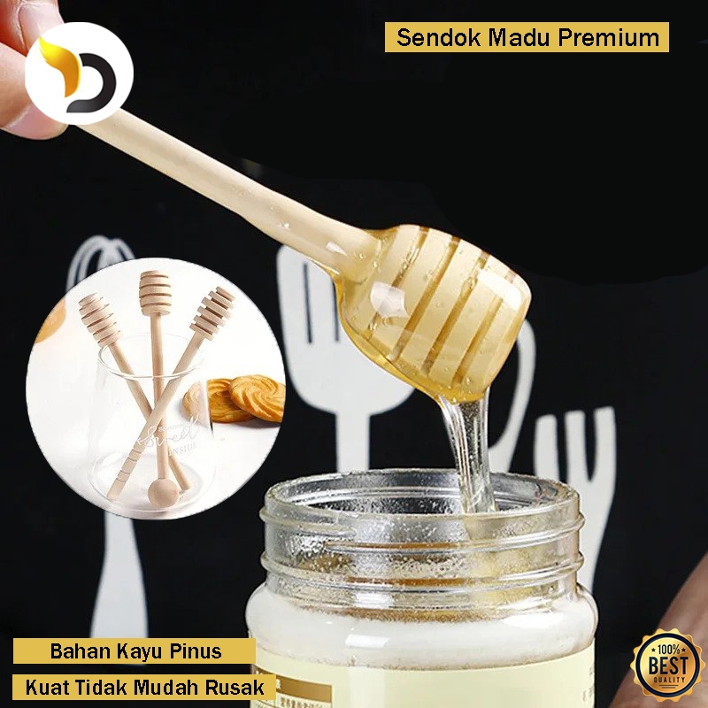Sendok Madu Kayu Food Grade Honey Stick Dipper Souvenir Murah Premium Stik Adukan Madu Bahan Kayu Fo