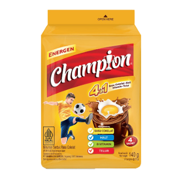 

Energen Champion Minuman Serbuk rasa Cokelat Bag 4 x 35g