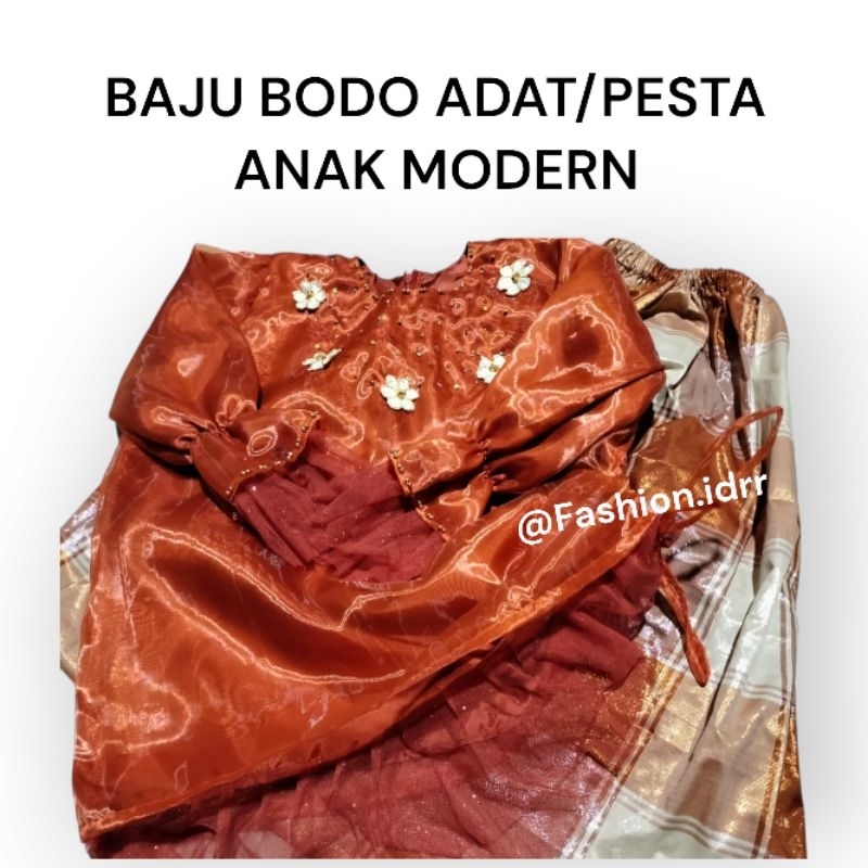 Baju Bodo Adat/Pesta Bugis Anak Teracotta 1-15 Tahun
